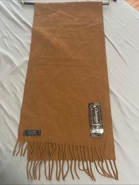 VINTAGE Dior Men's Tan Camel 100% Cashmere Scarf